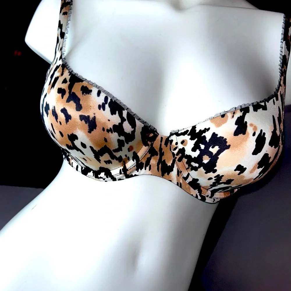 SOMA Mimi Demi Memory Foam Padded Underwire Leopard Cheetah Print Bra Sz 34D NEW